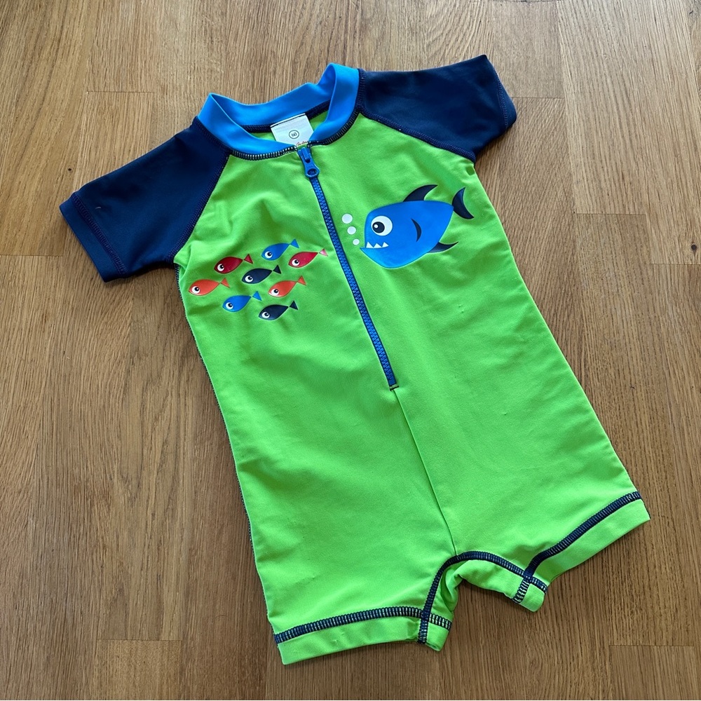 Hanna Andersson Green and Blue Kids Swim One Piece
